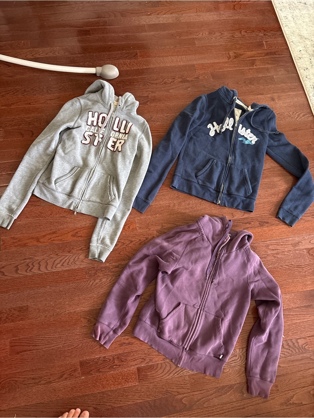 Hollister & Aritzia (TNA) Hoodie Trio - Gray, Navy, Purple